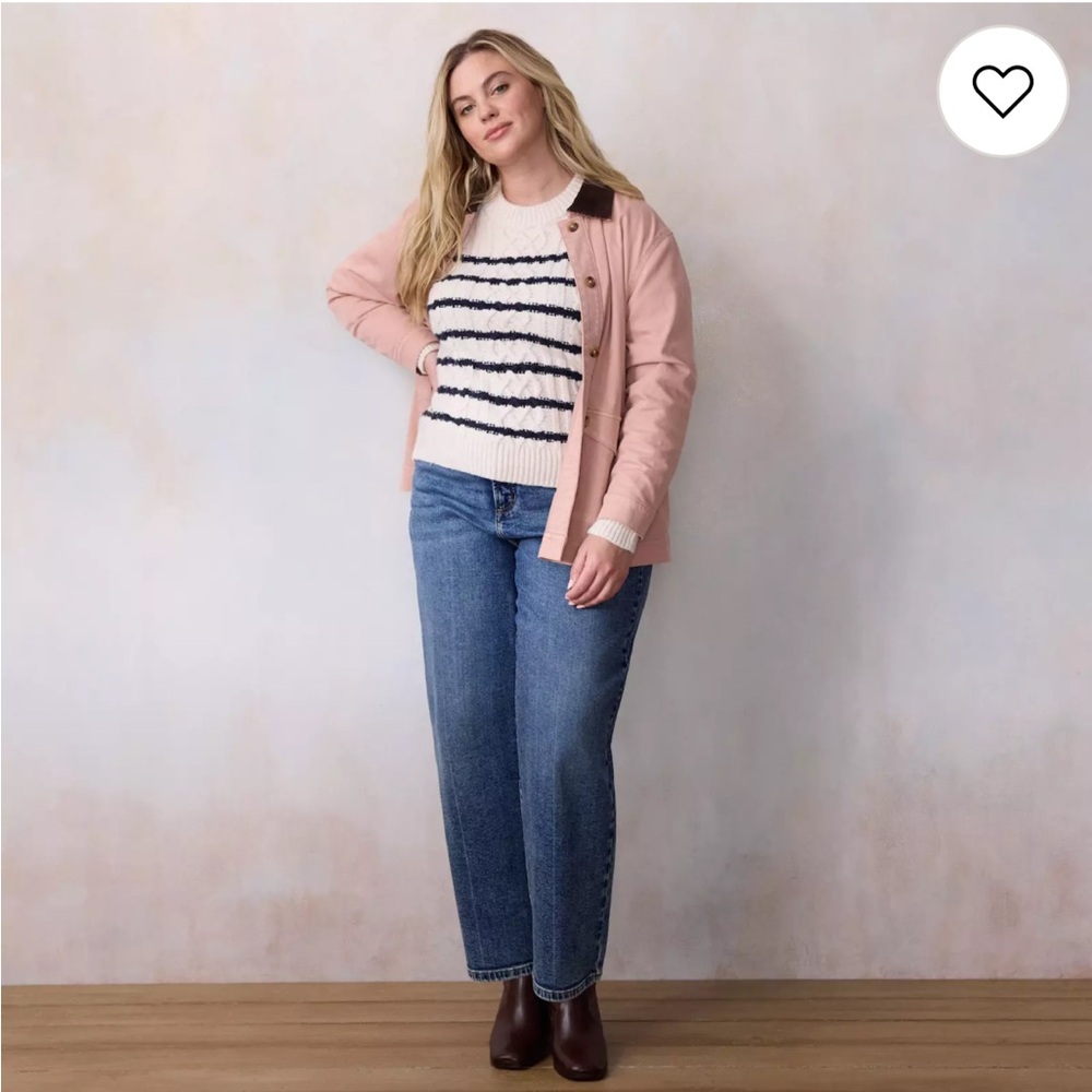 LC Lauren Conrad Navy and Cream Striped Sweater - Picture 4 of 9